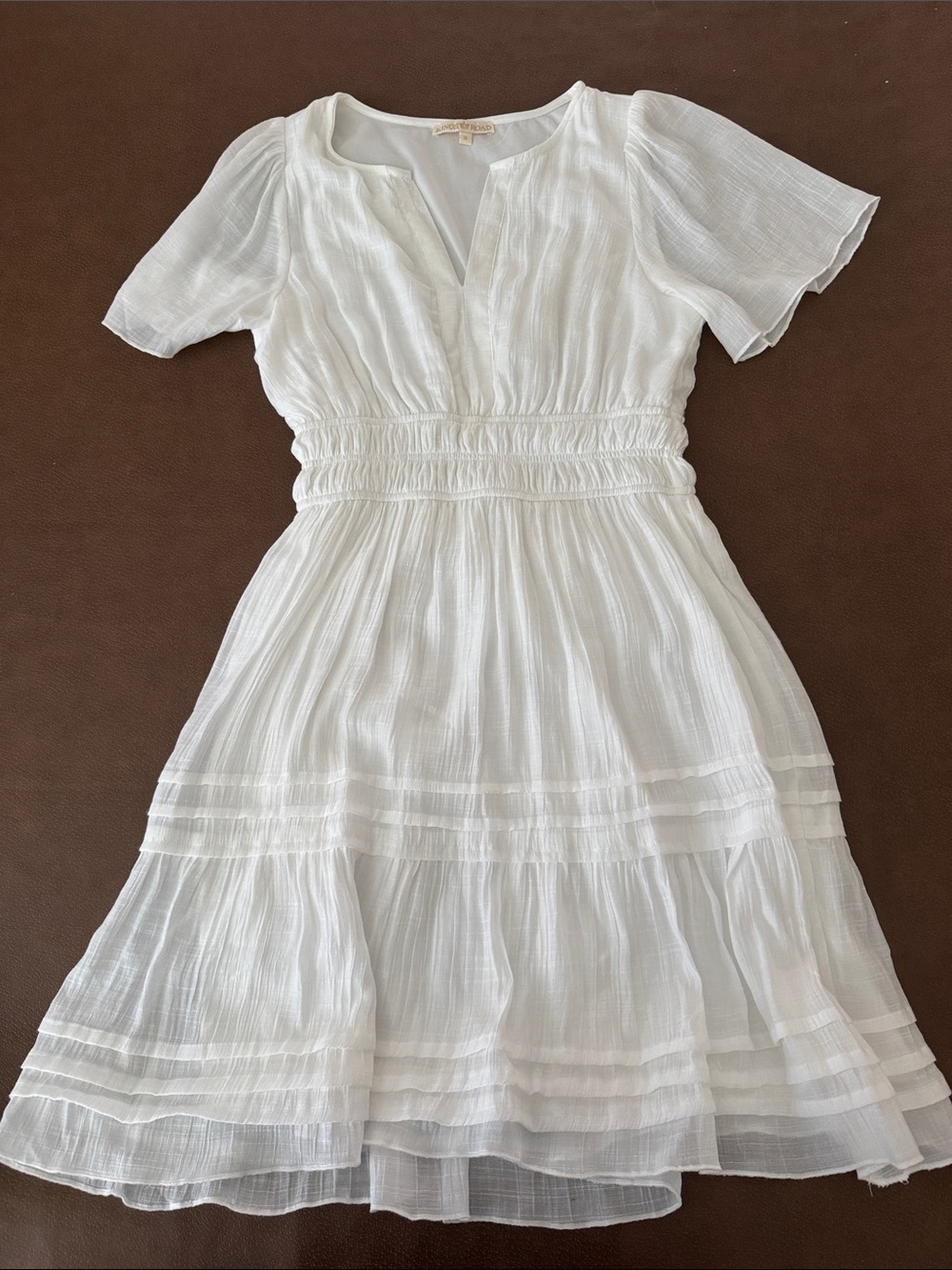Women’s White Tiered Short Sleeve Dress